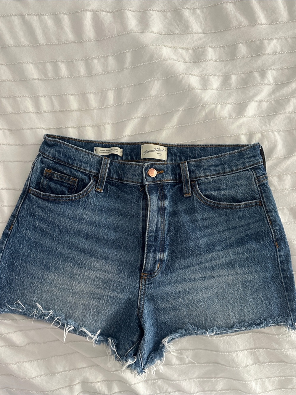 Universal Thread Blue High-Rise Frayed Hem Denim Shorts